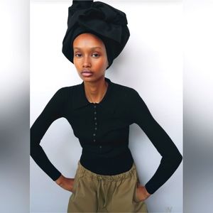 ZARA - Ribbed Knit Polo Shirt (M)- New!